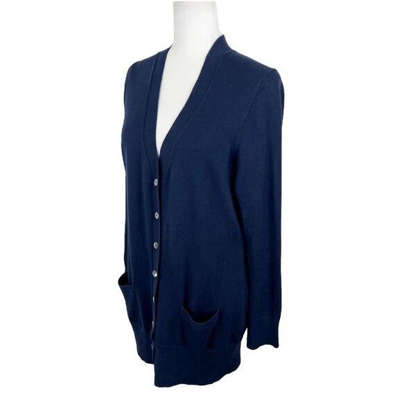 Brooks Brothers Sweater Women Large Navy Knit Cotton Cashmere Button Up Cardigan - Picture 2 of 15